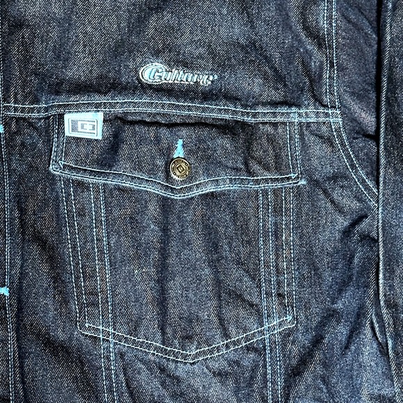 Y2K Vintage Culture Denim Jacket Dark Blue Workwear 100% Cotton Taiwan Size‎ L - Picture 4 of 10